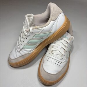 Adidas Courtblock Kids Junior US 5 White Halo Mint Gum Sole Tennis Sneakers